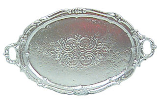 Dollhouse Miniature Oval Silver Tray